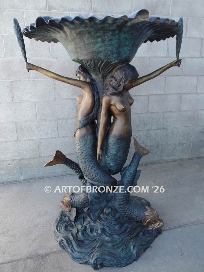 Mermaid Fountain monumental bronze sculpture fountain for pond, pool or aquatic display