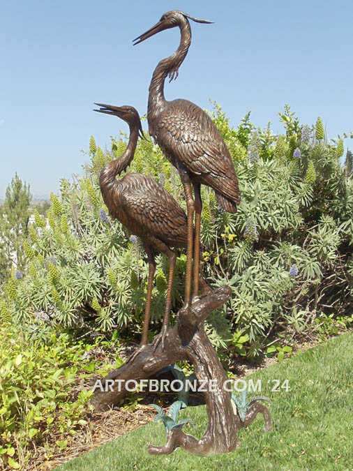 Nature’s Harmony lost wax casting of pair of herons bronze statue