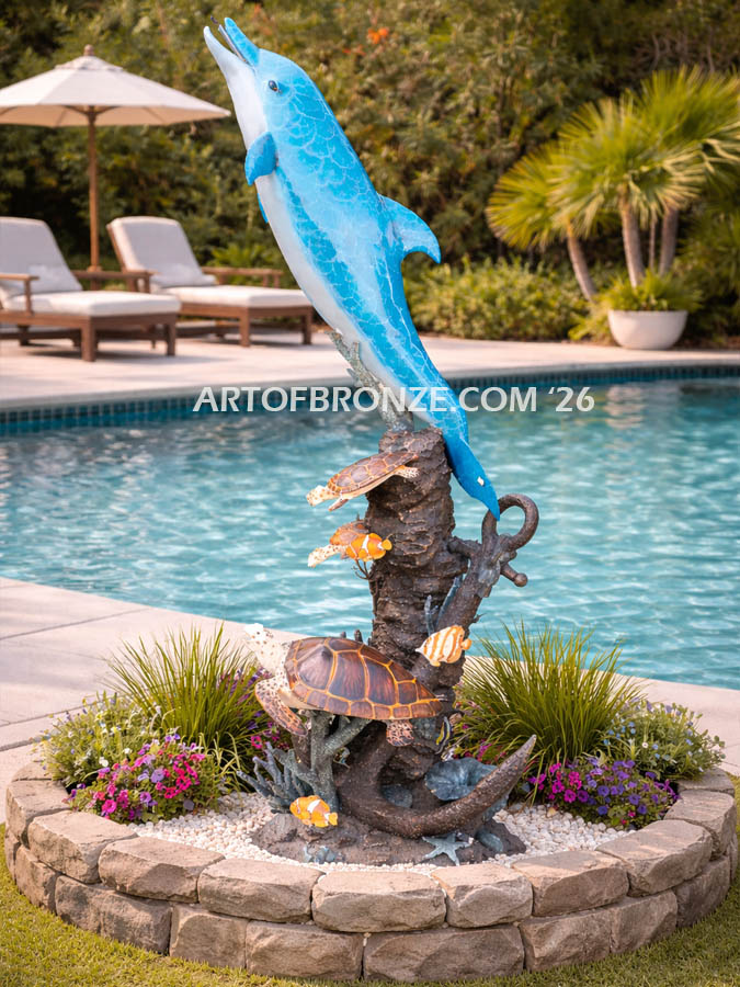 Oracle of the Sea bronze fine art gallery sculpture of dolphins, whales and porpoises