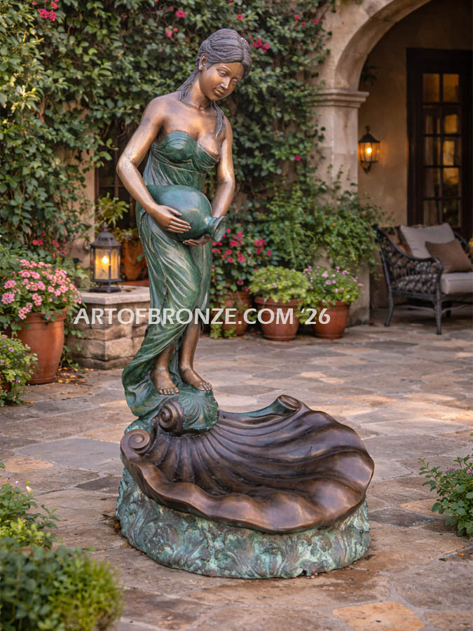 Overflowing Beauty classical female bronze sculpture cast monumental fountain