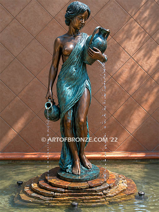 Palace Elegance classical female holding vessels bronze sculpture fountain