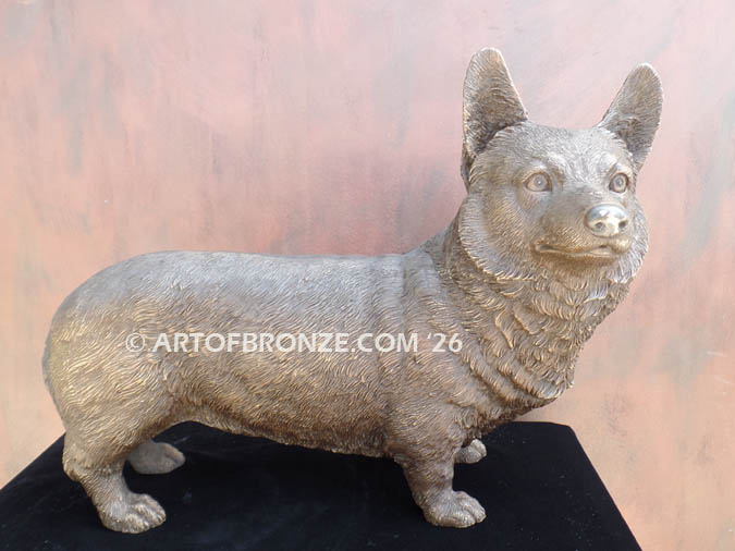 Pembroke Welsh Corgi bronze sculpture standing dog