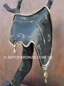 Persistence of Memory Salvador Dali inspired bronze statue of melting watches and clocks