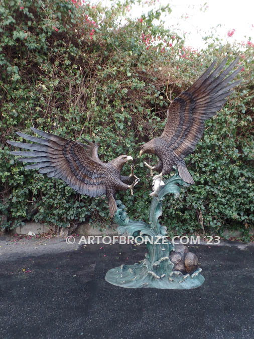 Power and Glory bronze sculpture of fighting eagles monument for public art