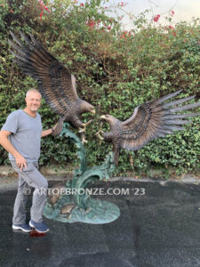 Power and Glory bronze sculpture of fighting eagles monument for public art