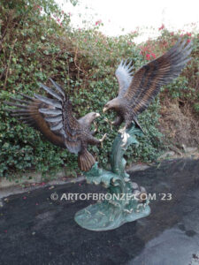 Power and Glory bronze sculpture of fighting eagles monument for public art
