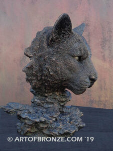 Predator high quality bronze cast indoor wildcat mountain lion bust statue