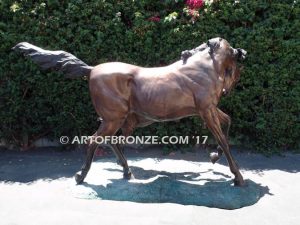 Pride & Joy bronze sculpture of standing mare and running colt horse for ranch, shopping center or equestrian center