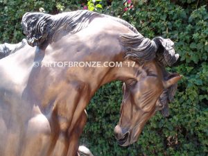 Pride & Joy bronze sculpture of standing mare and running colt horse for ranch, shopping center or equestrian center