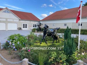 Pride & Joy bronze sculpture of standing mare and running colt horse for ranch, shopping center or equestrian center