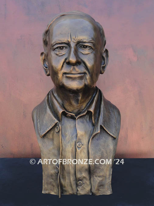 Private commission life-size bronze statue bust of corporate ceo