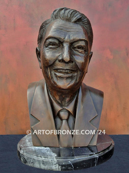 Private commission Ronald Reagan commander in chief life-size bronze sculpture bust