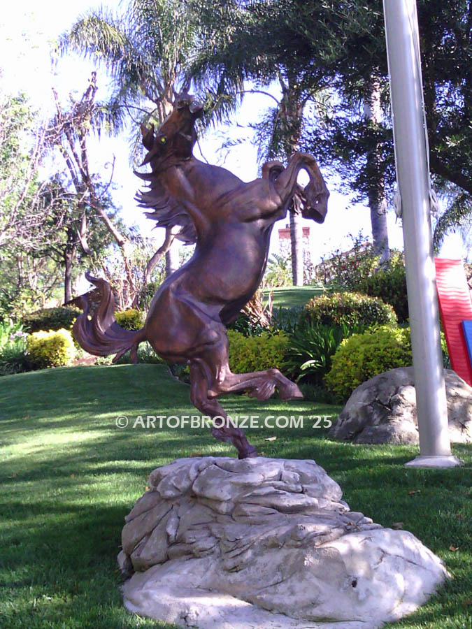 Prancing Horse outdoor monumental bronze statue of reared horse inspired after Ferrari symbol