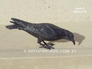 Raven bronze sculpture of standing raven