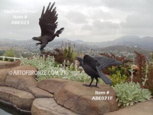 Raven bronze sculpture of standing ravens