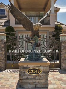 Reigning Skies bronze sculpture of eagle monument for public art