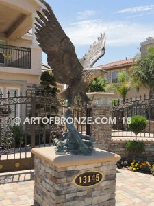 Reigning Skies bronze sculpture of eagle monument for public art