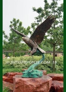 Reigning Skies bronze sculpture of eagle monument for public art