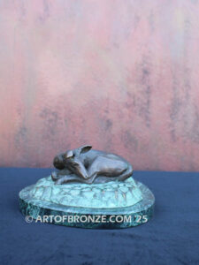Resting Fawn high quality indoor deer lying down bronze statue