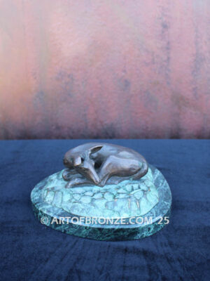 Resting Fawn high quality indoor deer lying down bronze statue