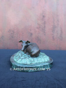 Resting Fawn high quality indoor deer lying down bronze statue
