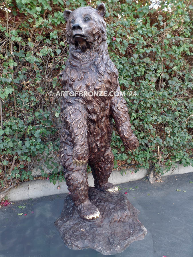 Right of Way bronze statue grizzly bear, black bear and brown bear for estate, lodge or ranch