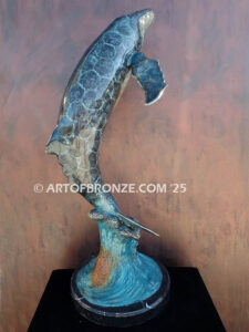 Rising Tide indoor marine art bronze sculpture rising humpback whale