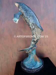 Rising Tide indoor marine art bronze sculpture rising humpback whale