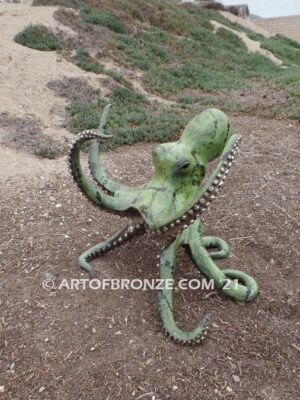 Ruler of the Deep bronze octopus artwork for outdoor water area or indoor display