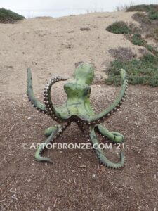 Ruler of the Deep bronze octopus artwork for outdoor water area or indoor display