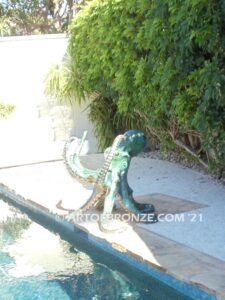 Ruler of the Deep bronze octopus artwork for outdoor water area or indoor display