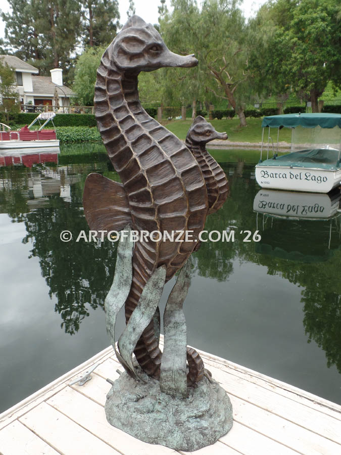 Seahorses bronze seahorse sculpture artwork for outdoor water area or indoor display