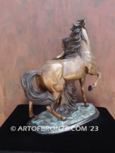 Intoxicating woman and stallion indoor museum quality bronze statue