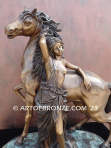 Intoxicating woman and stallion indoor museum quality bronze statue