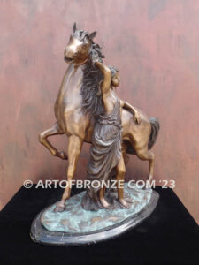 Intoxicating woman and stallion indoor museum quality bronze statue