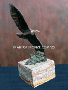 Limited edition soaring bald eagle bronze sculpture for private collector or corporate collection