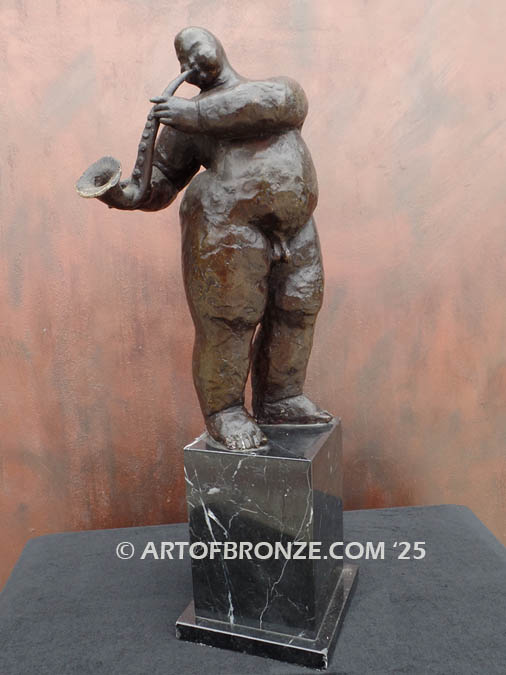 Soulful Notes jazz musician playing saxophone bronze sculpture