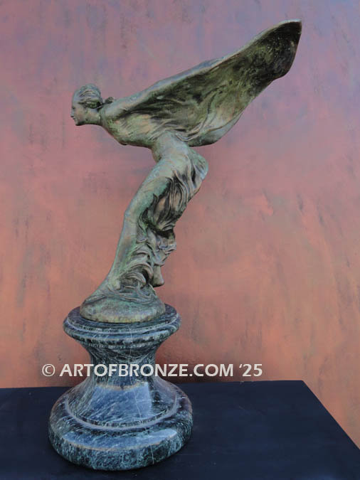 Spirit of Ecstasy bronze statue after Charles Sykes Flying Lady hood ornament