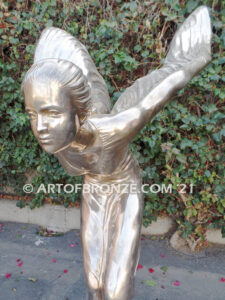 Spirit of Ecstasy heroic bronze statue in silver patina finish of Flying Lady hood ornament