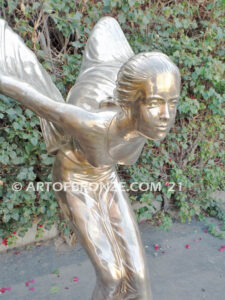 Spirit of Ecstasy heroic bronze statue in silver patina finish of Flying Lady hood ornament