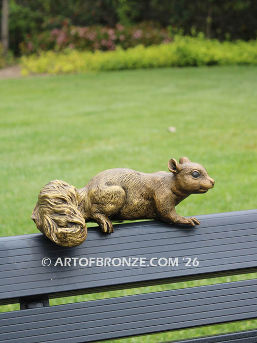 Squirrel life-size playing squirrel bronze sculpture artwork