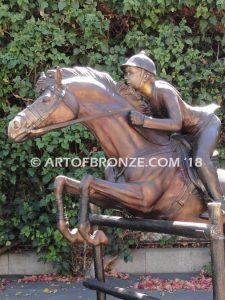 Stadium Star show jumper bronze horse and rider equestrian statue