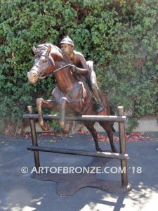 Stadium Star show jumper bronze horse and rider equestrian statue