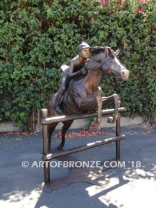 Stadium Star show jumper bronze horse and rider equestrian statue