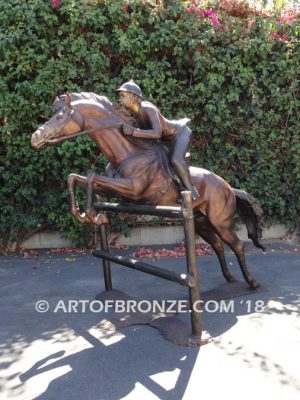Stadium Star show jumper bronze horse and rider equestrian statue
