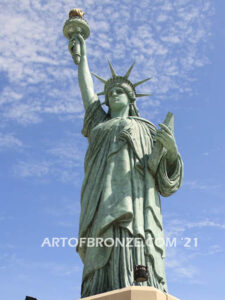 Statue of Liberty heroic bronze sculpture reproduction of famous woman holding torch for city, park or home