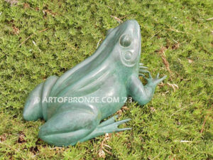 Sunshine Day bronze statue of resting bullfrog for indoor or outdoor display