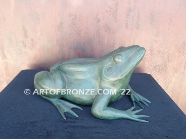 Sunshine Day bronze statue of resting bullfrog for indoor or outdoor display