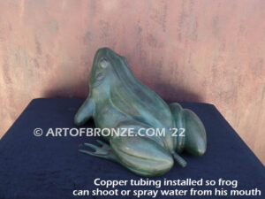 Sunshine Day bronze statue of resting bullfrog for indoor or outdoor display