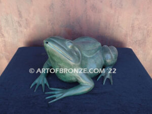 Sunshine Day bronze statue of resting bullfrog for indoor or outdoor display